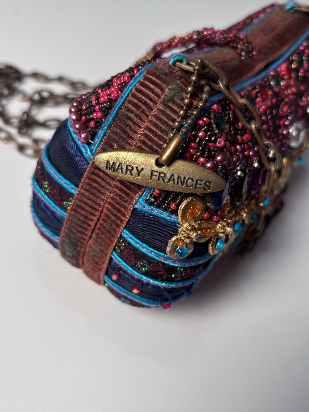 Mary Frances Beaded Clutch Evening Bag Jeweled Embellished Vintage Boho Purse - Picture 6 of 13